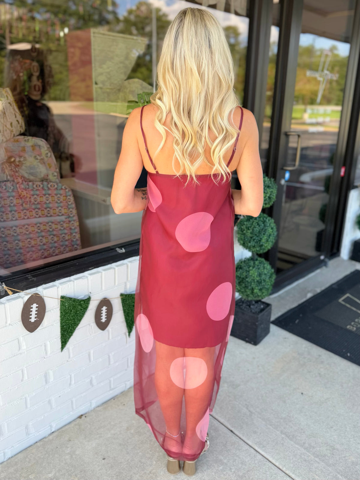 Polka Dot Sheer Maxi Dress