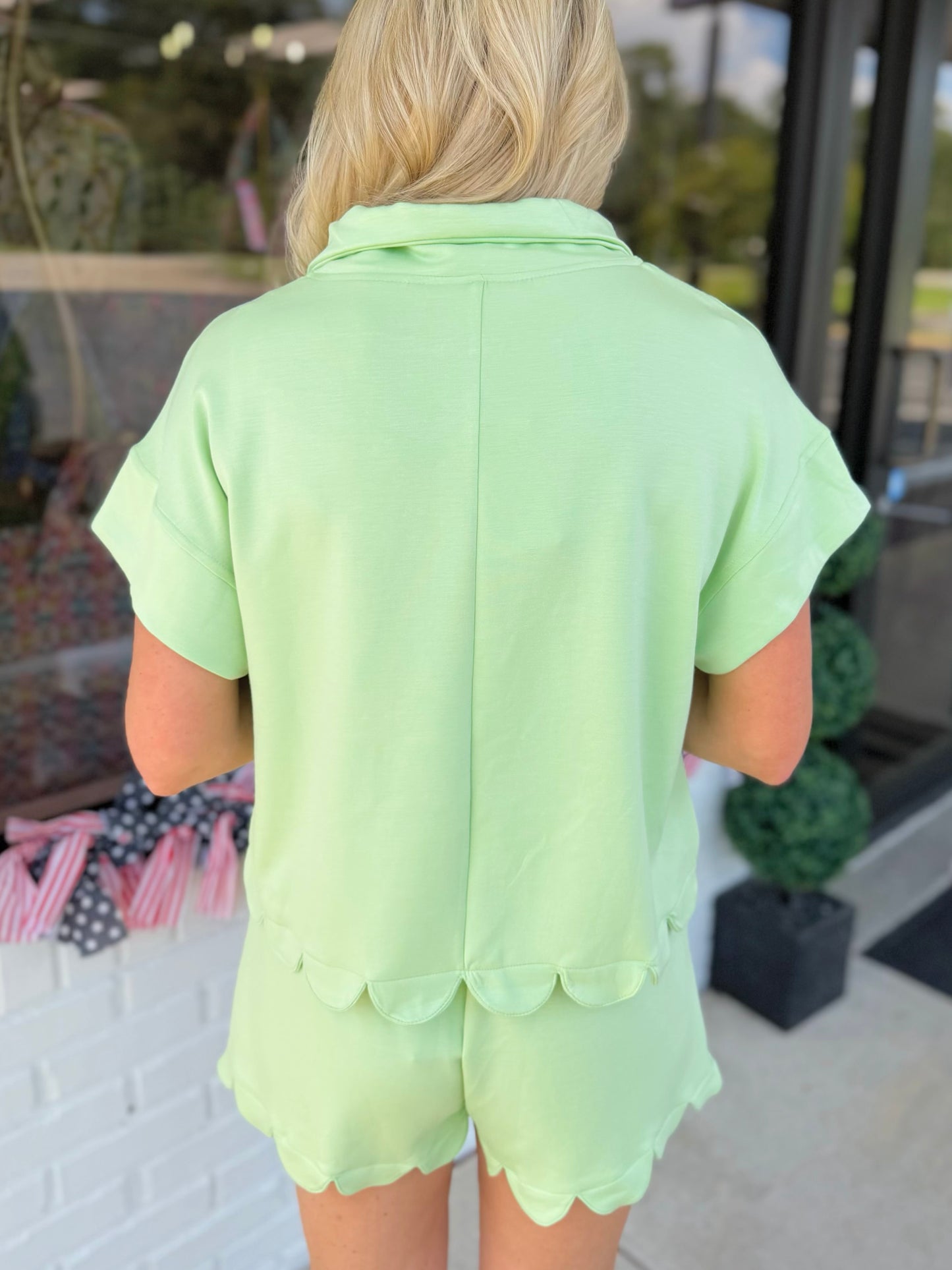 Half-Zip Scallop Short Set