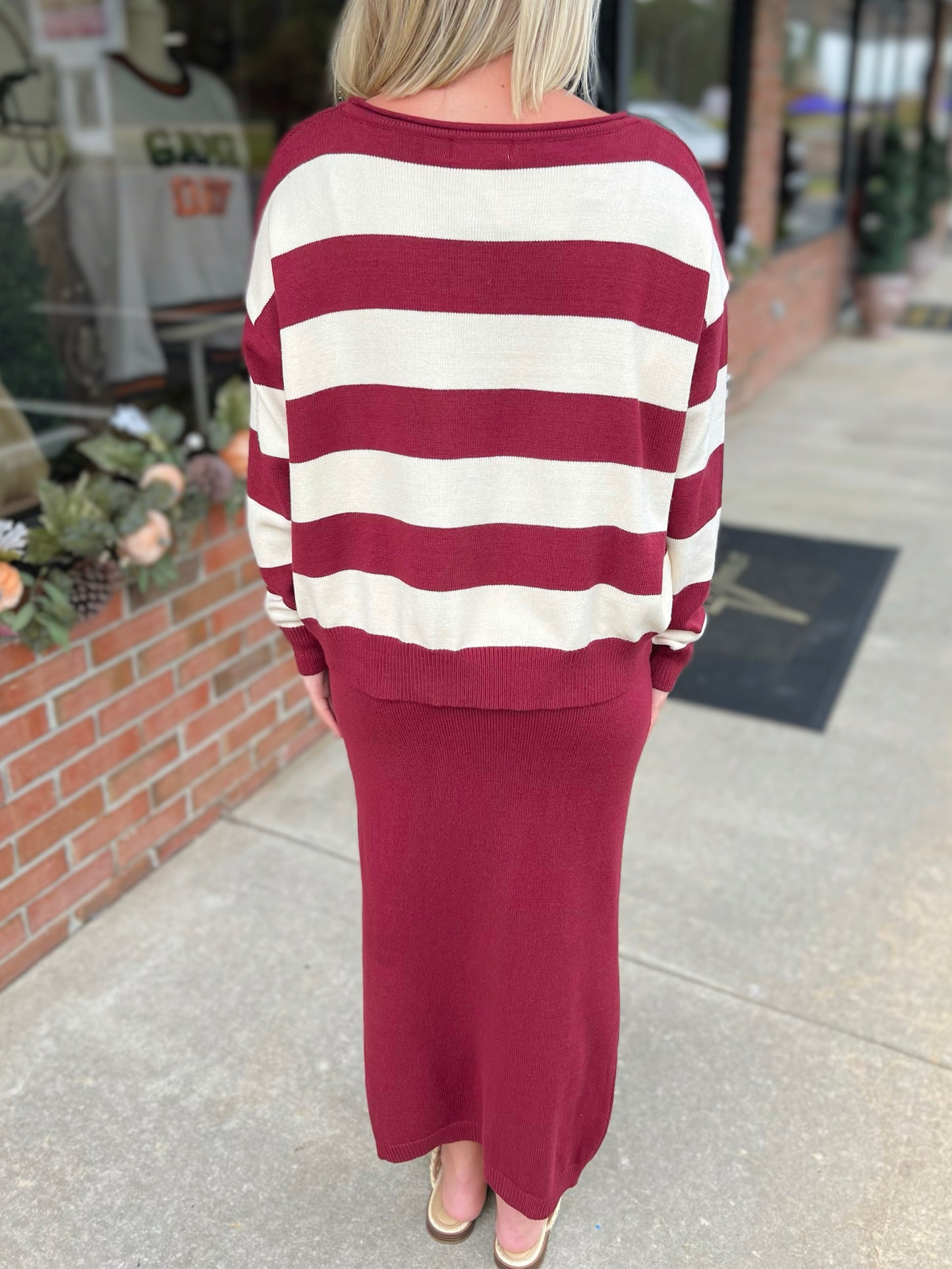 Striped Sweater + Pencil Skirt Set