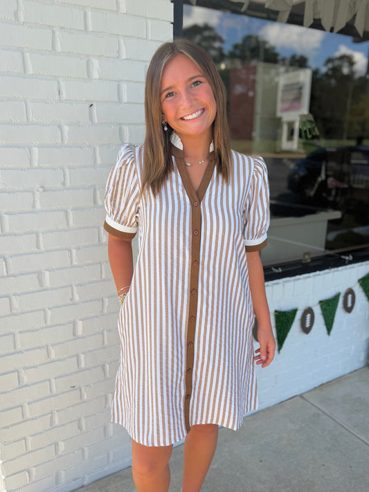 Neutral Stripes Dress