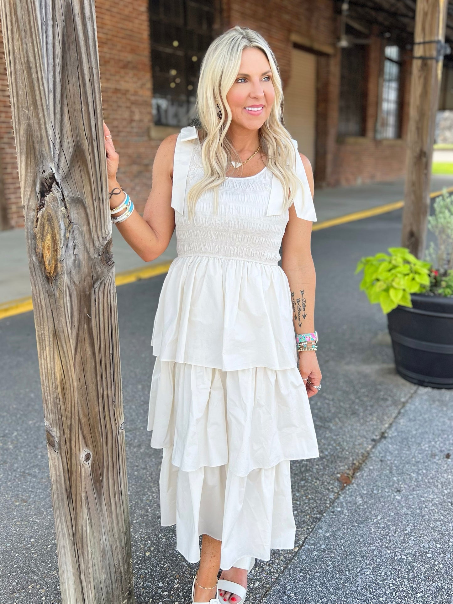 Tiered Poplin Maxi Dress