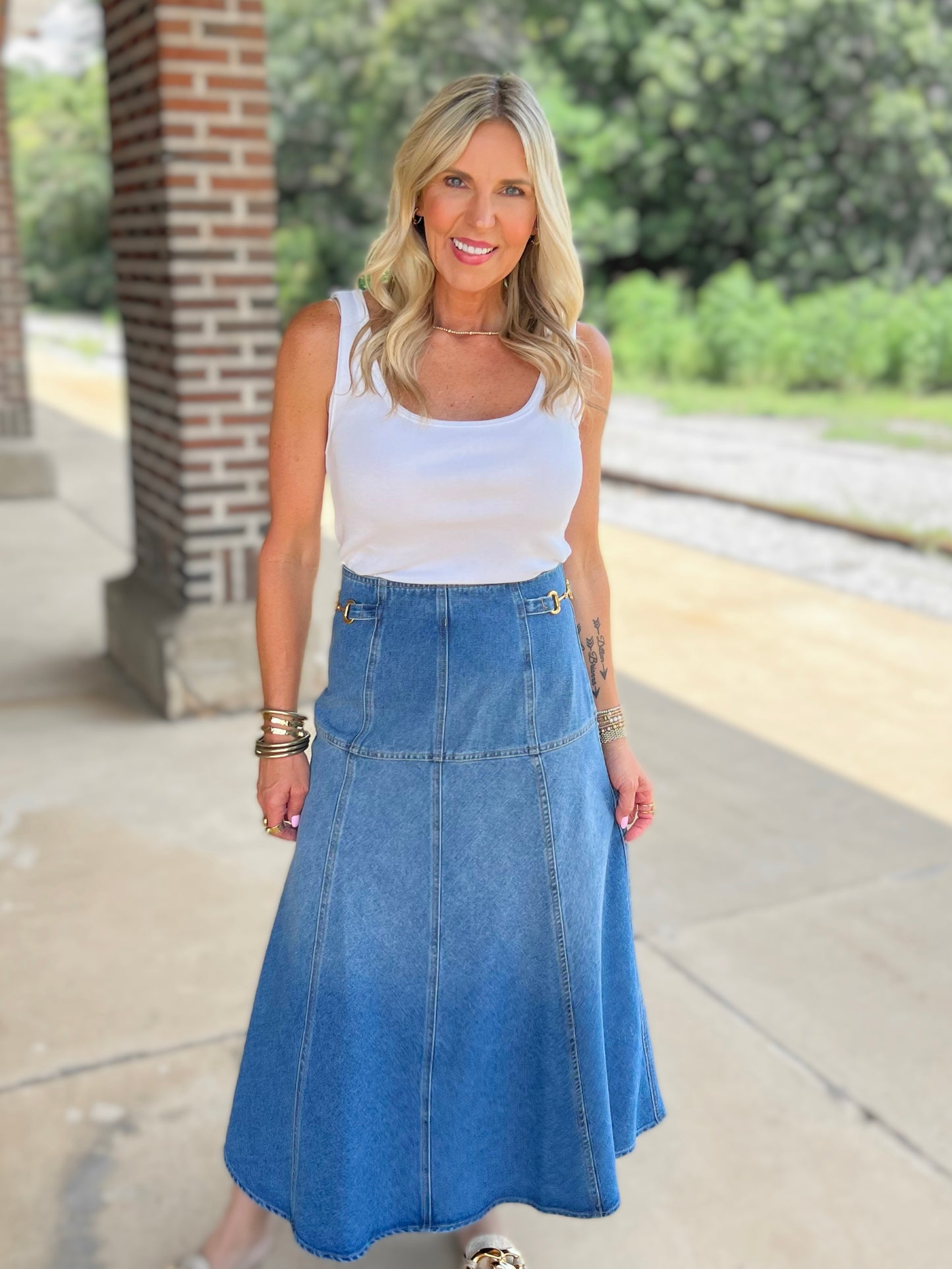 Denim Horse Bit Skirt