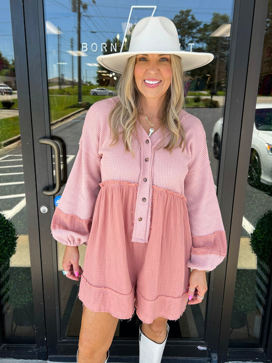 Long Sleeve Gauze Romper