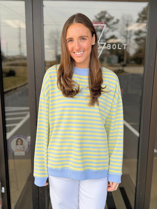 Mock Neck Striped Top