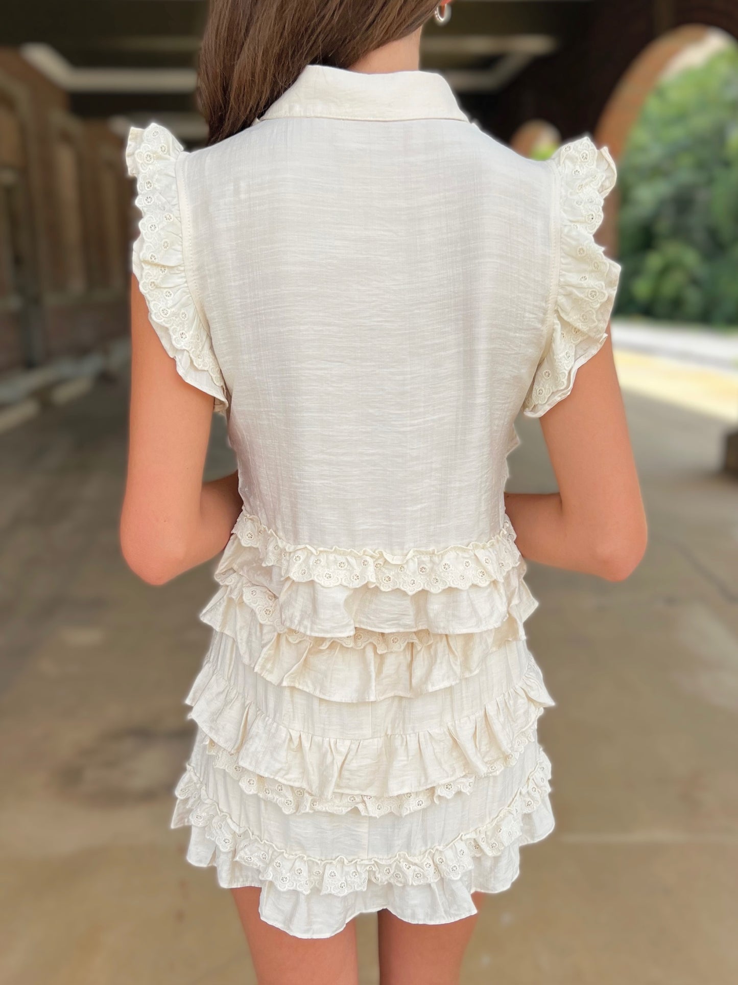 Ruffle Eyelet Trim Skort