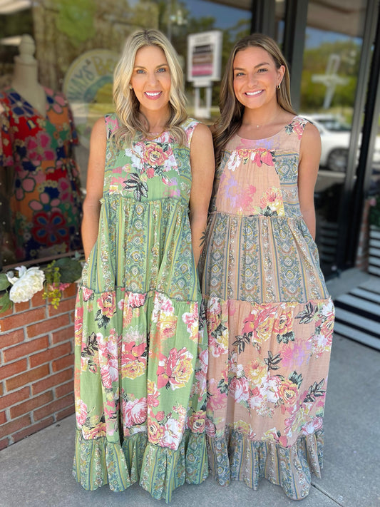 Boho Mixed Floral Maxi Dress