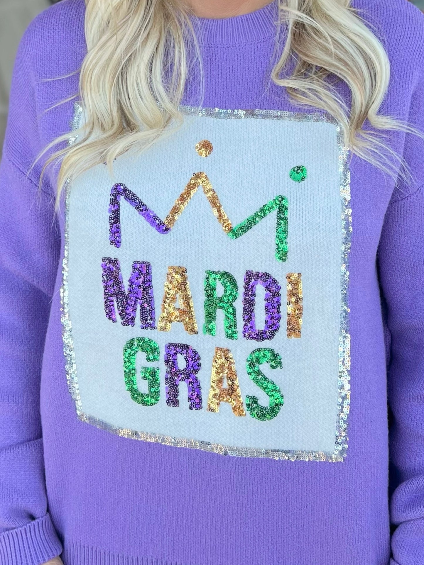 Mardi Gras Sequin Sweater