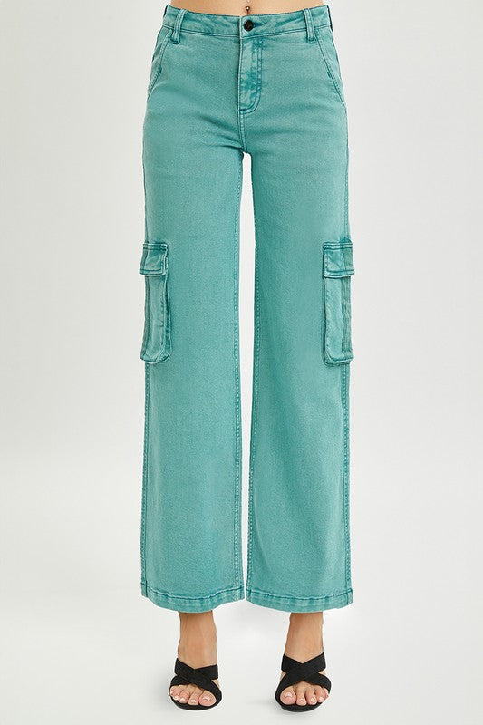 High Rise Cargo Wide Leg Pants