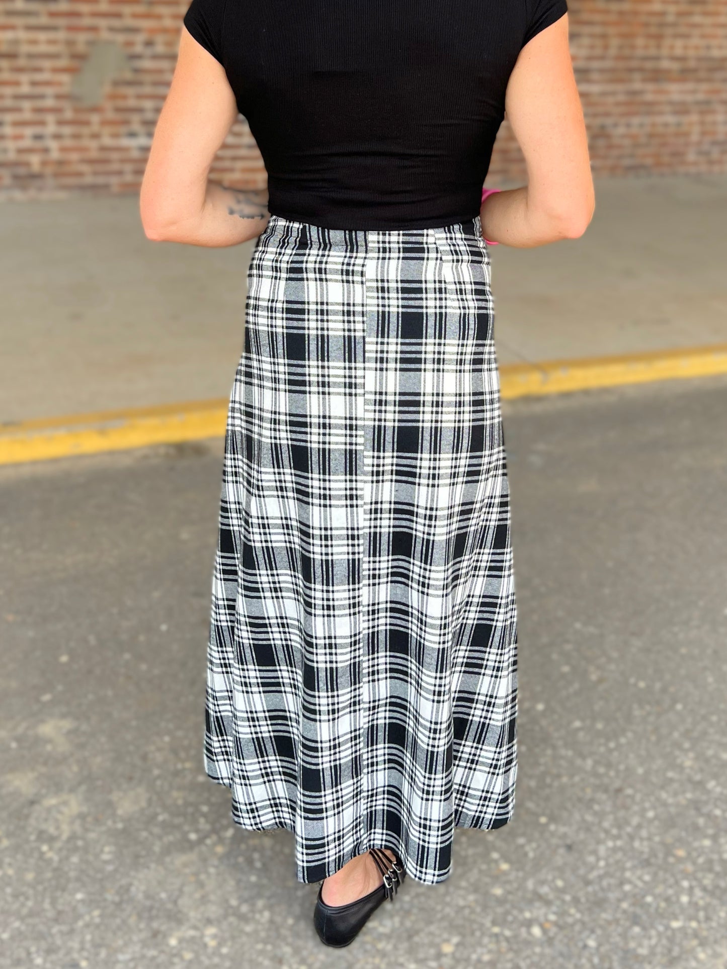 Pleated Button Tie Skirt
