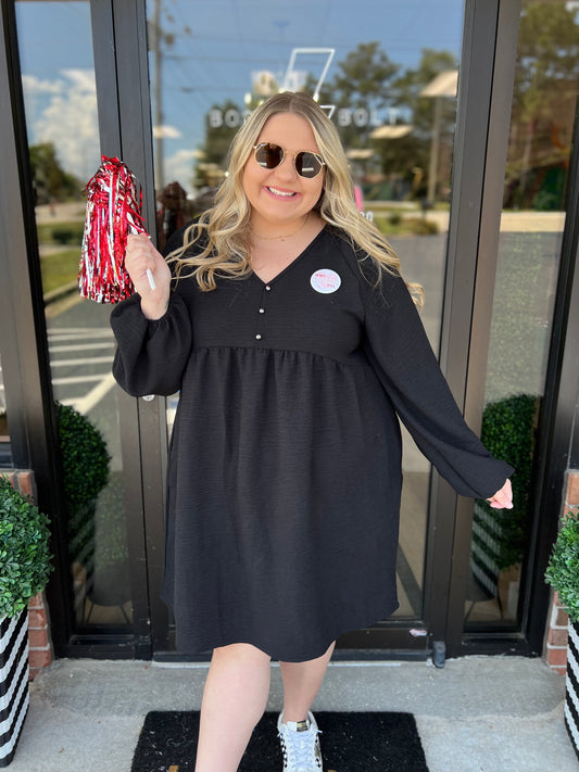 Curvy Long Sleeve Babydoll Dress