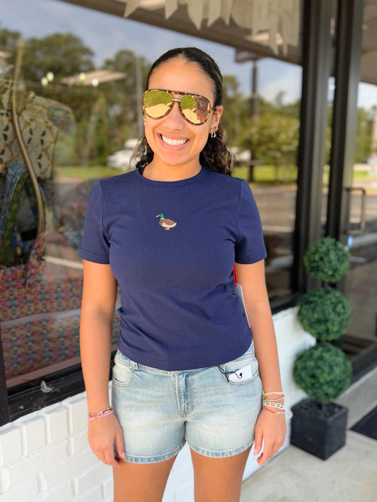 Mini Duck Embroidered Tee
