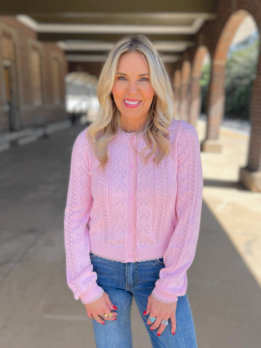 Bow Pointelle Cardigan