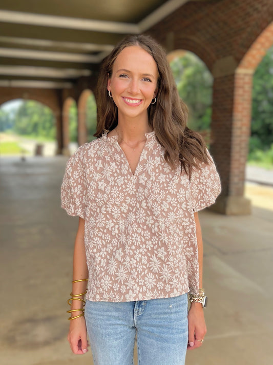 Textured Floral Top