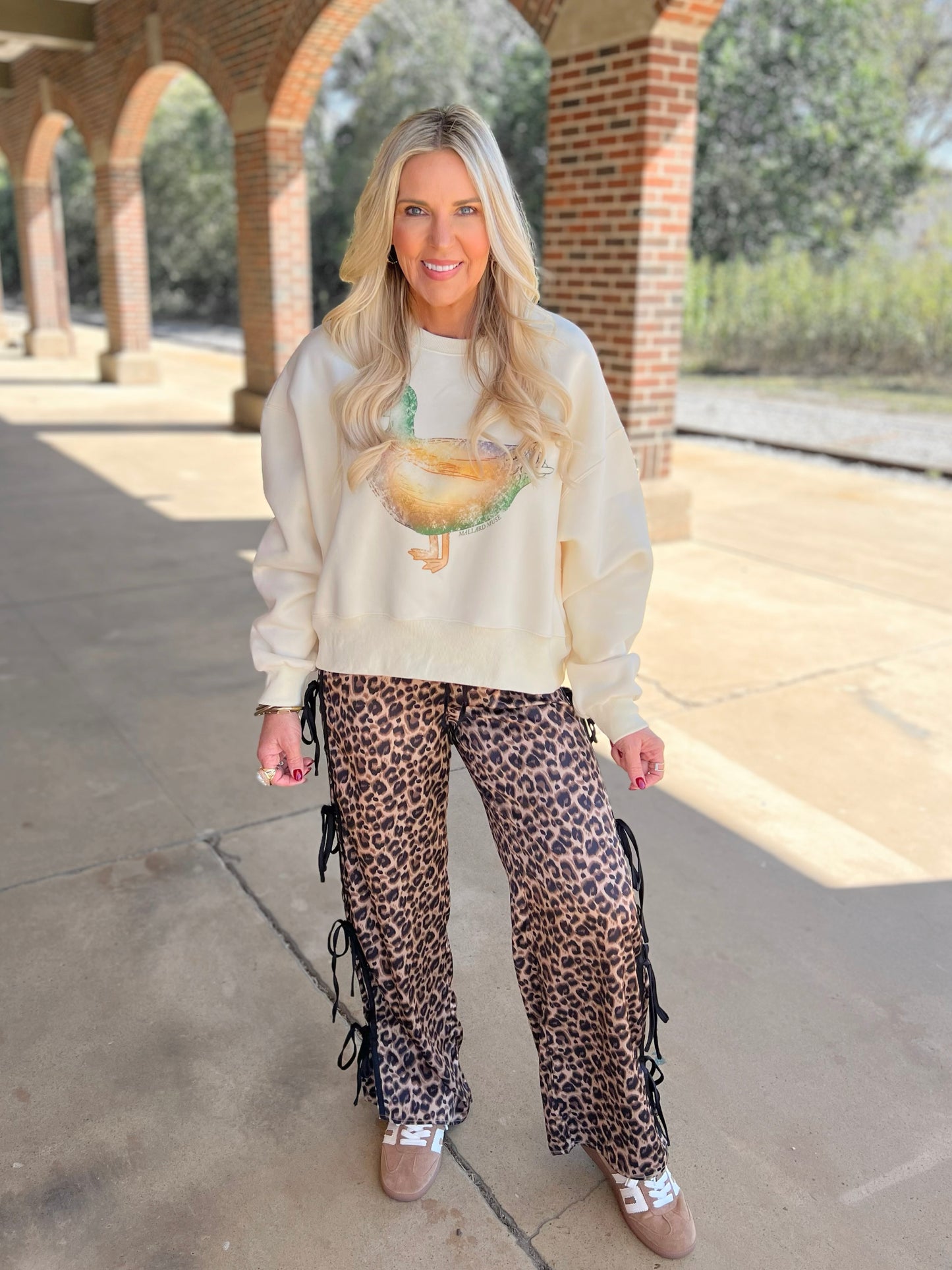 Leopard Print Pants with Side Ties