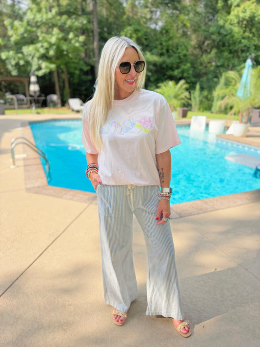 Striped Wide Linen Pants
