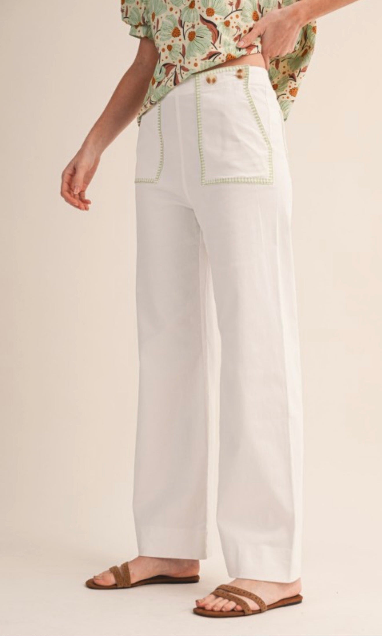 Contrast Stitching Pants