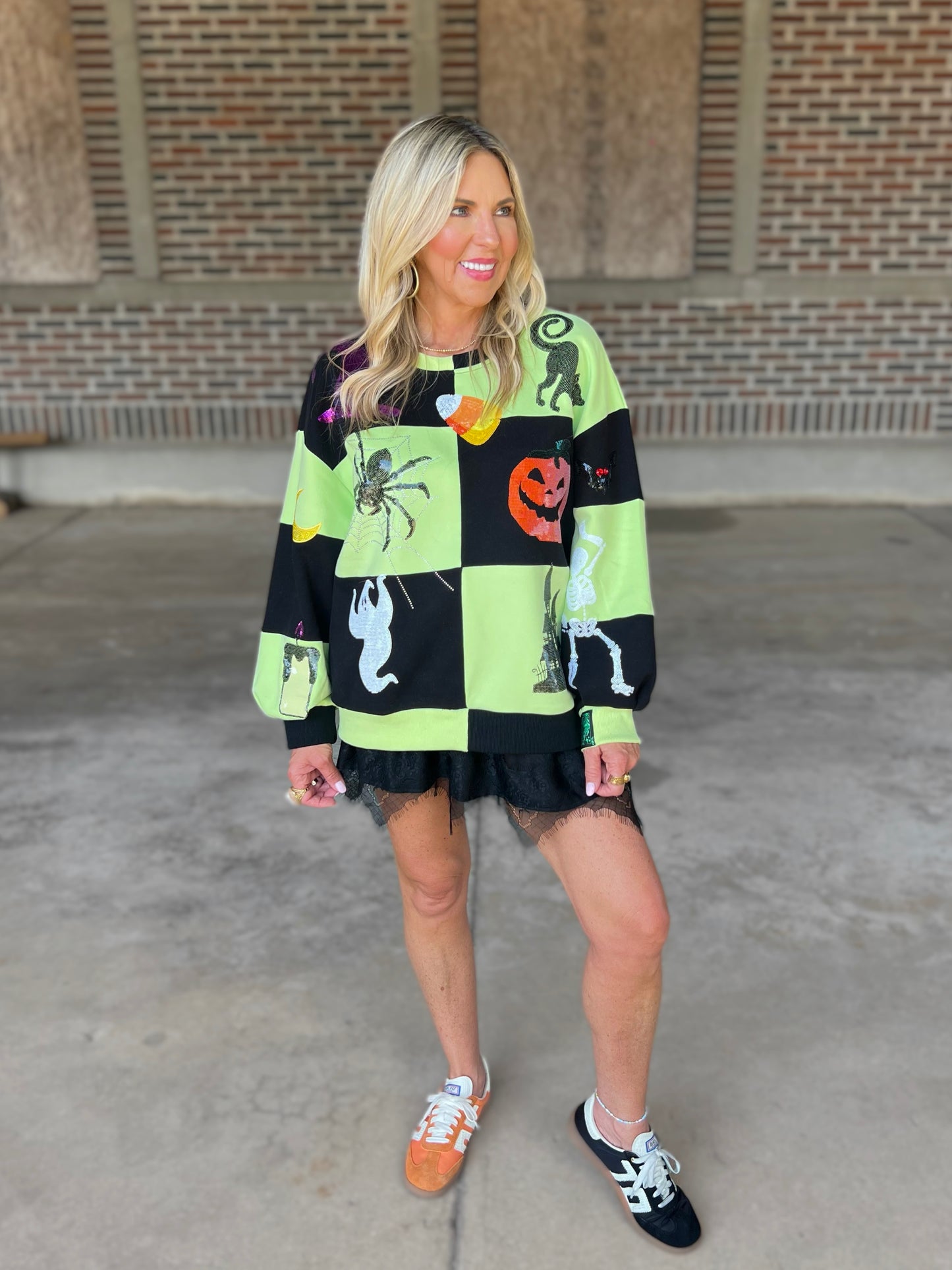 QOS Checkered Halloween Icon Sweatshirt