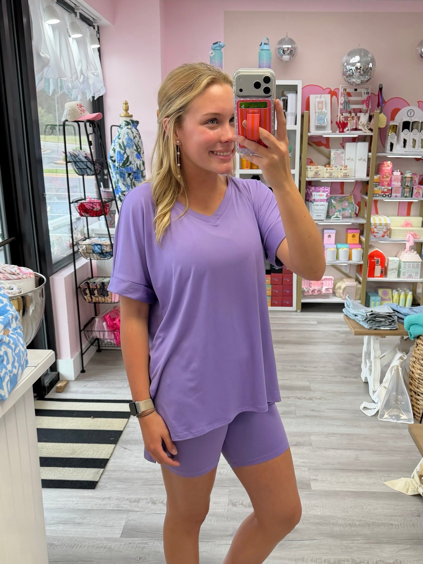 Buttery Soft V-Neck Top & Biker Shorts Set