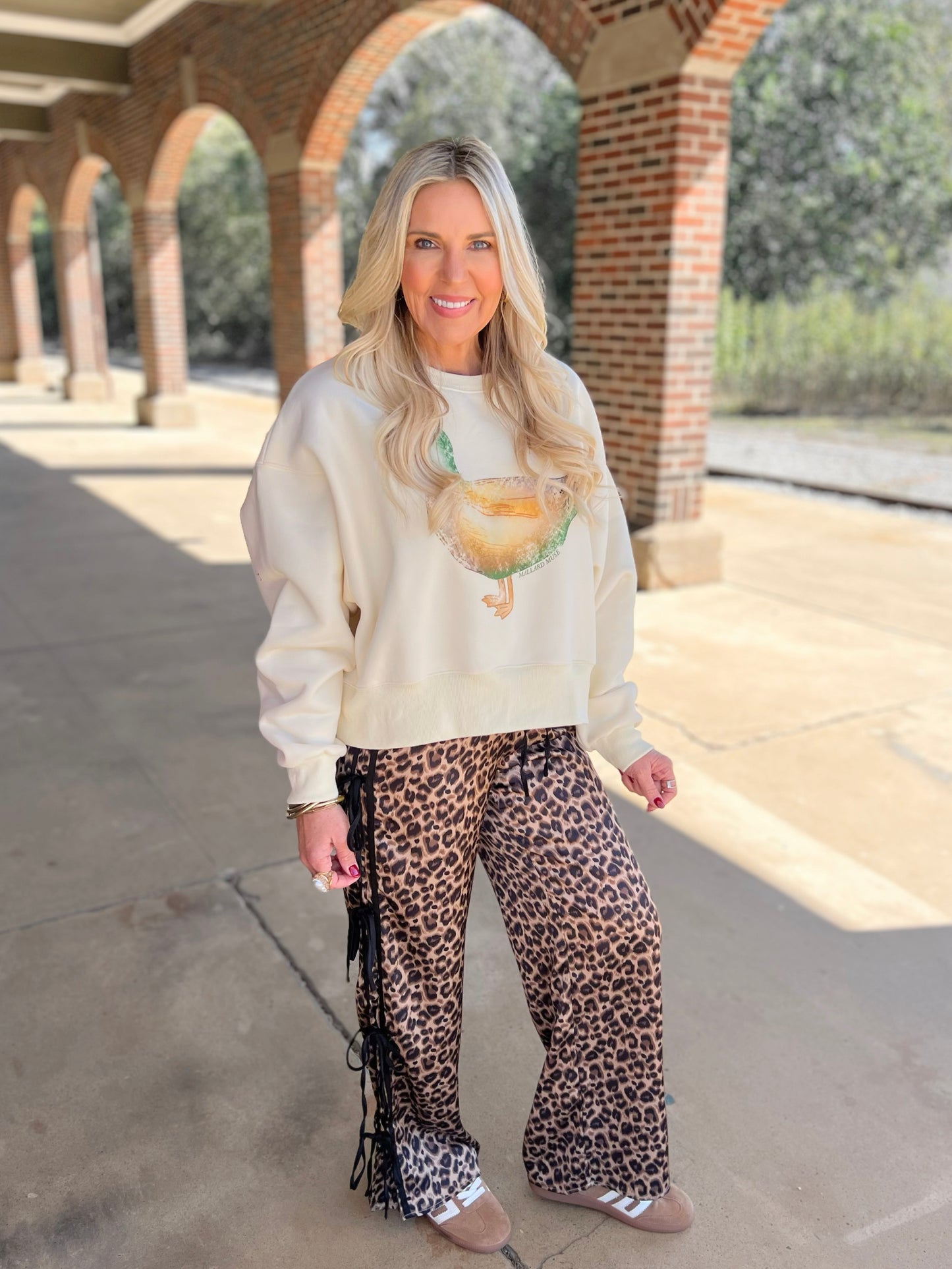 Leopard Print Pants with Side Ties