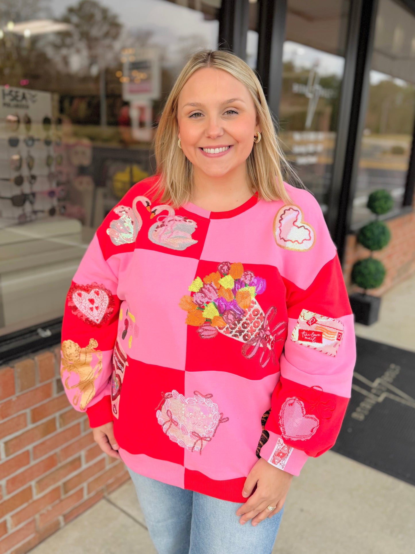 QOS Checkered Valentines Icon Sweatshirt
