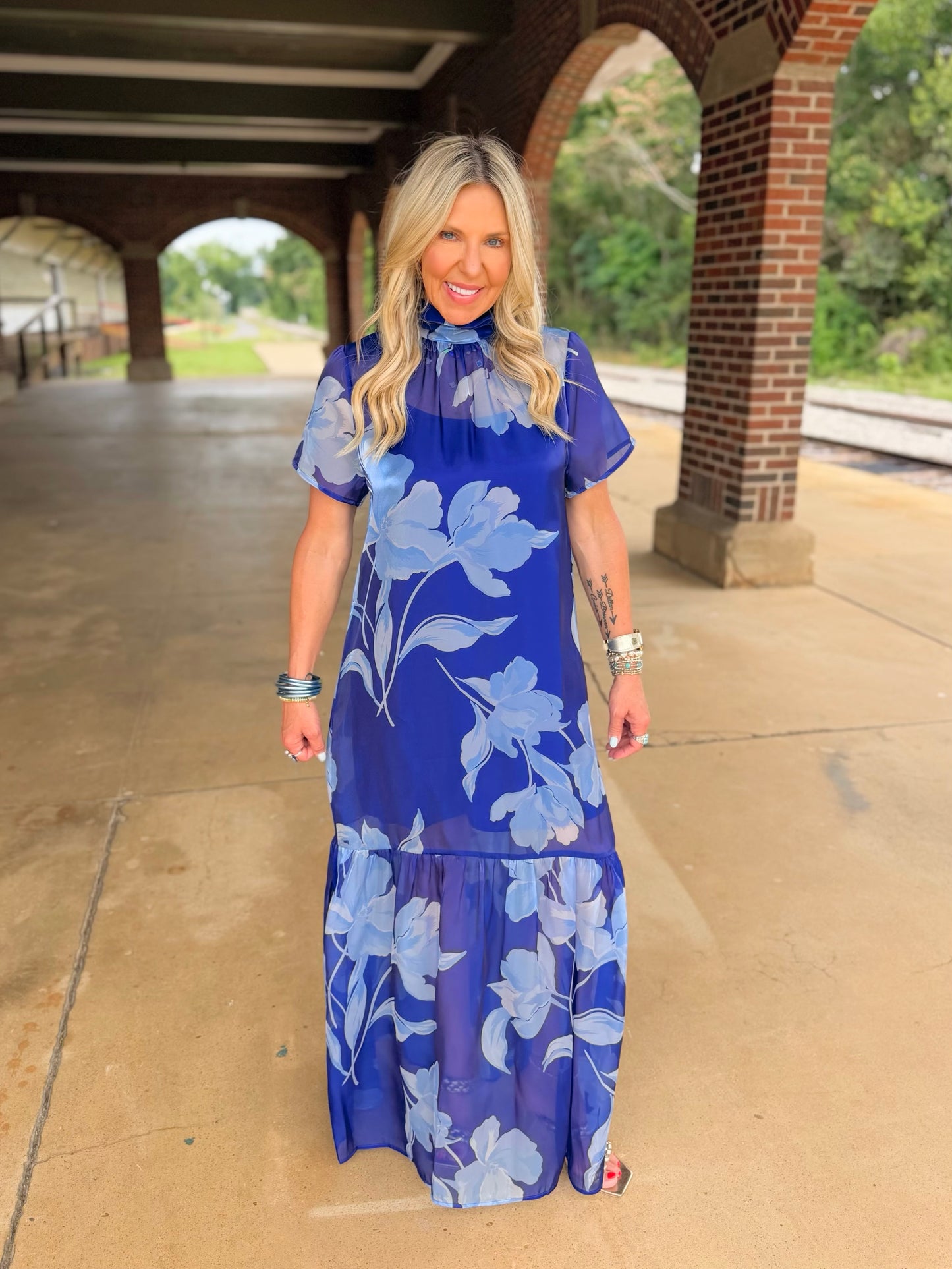 Organza Mockneck Maxi Dress