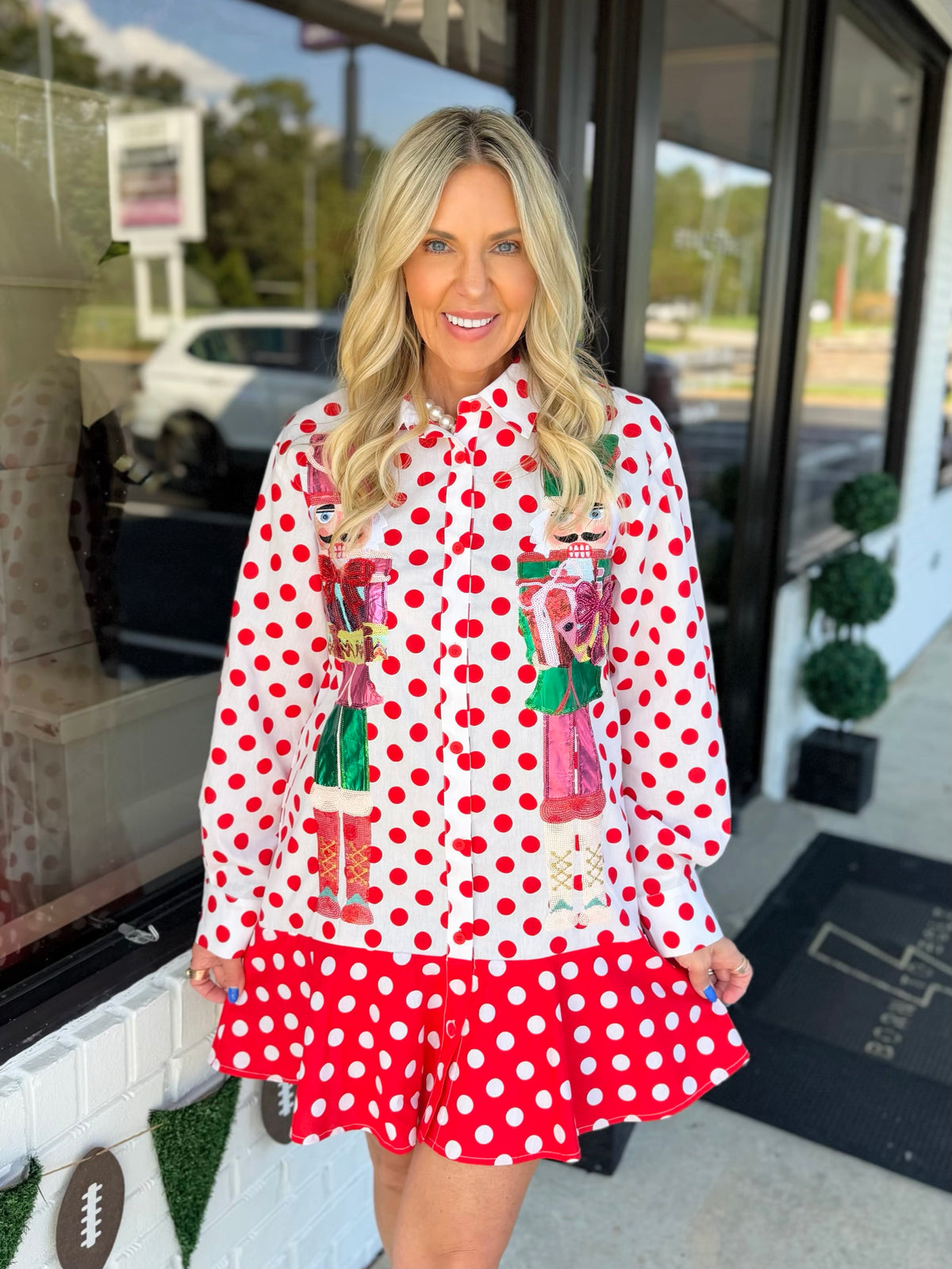 QOS Polka Dot Metallic Nutcracker Dress