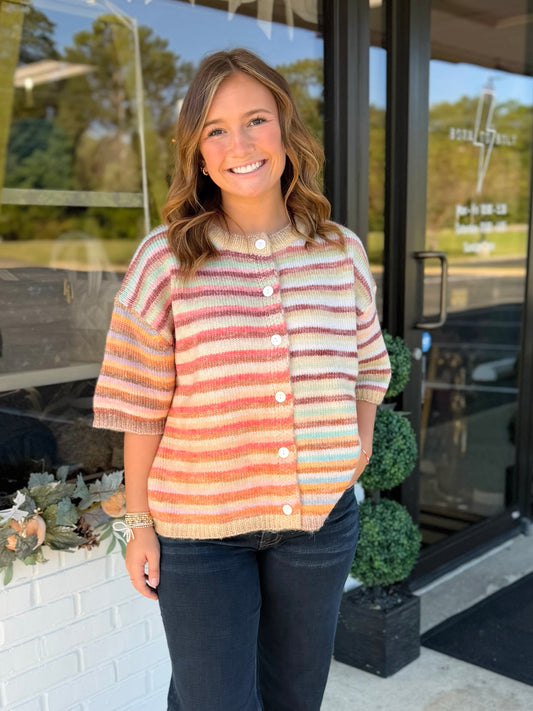 Multi Colored Button Up Cardigan