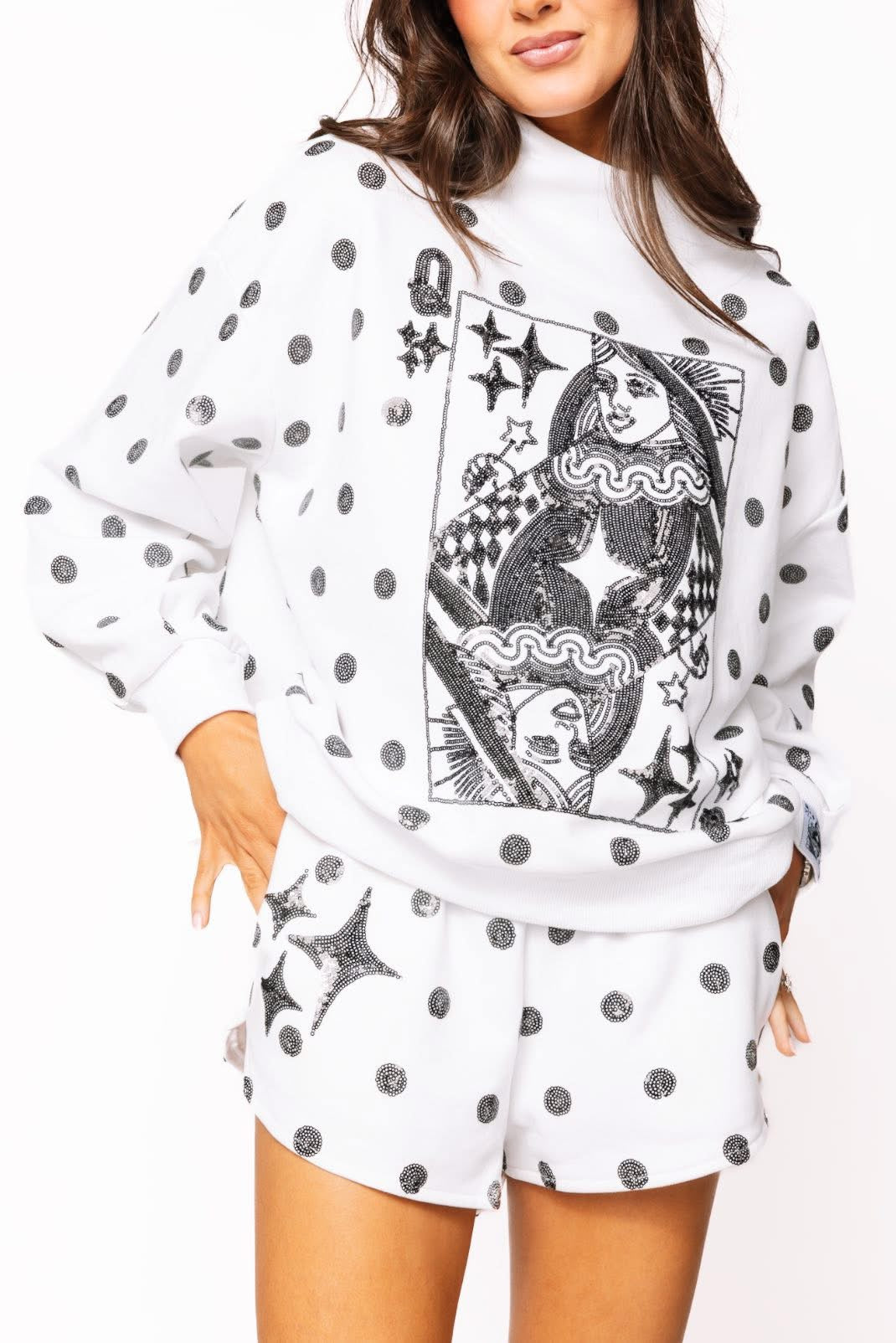 QOS Polka Dot Card Logo Sweatshirt