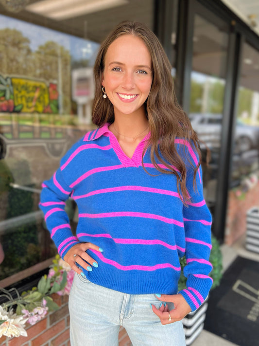 Striped Collared Sweater