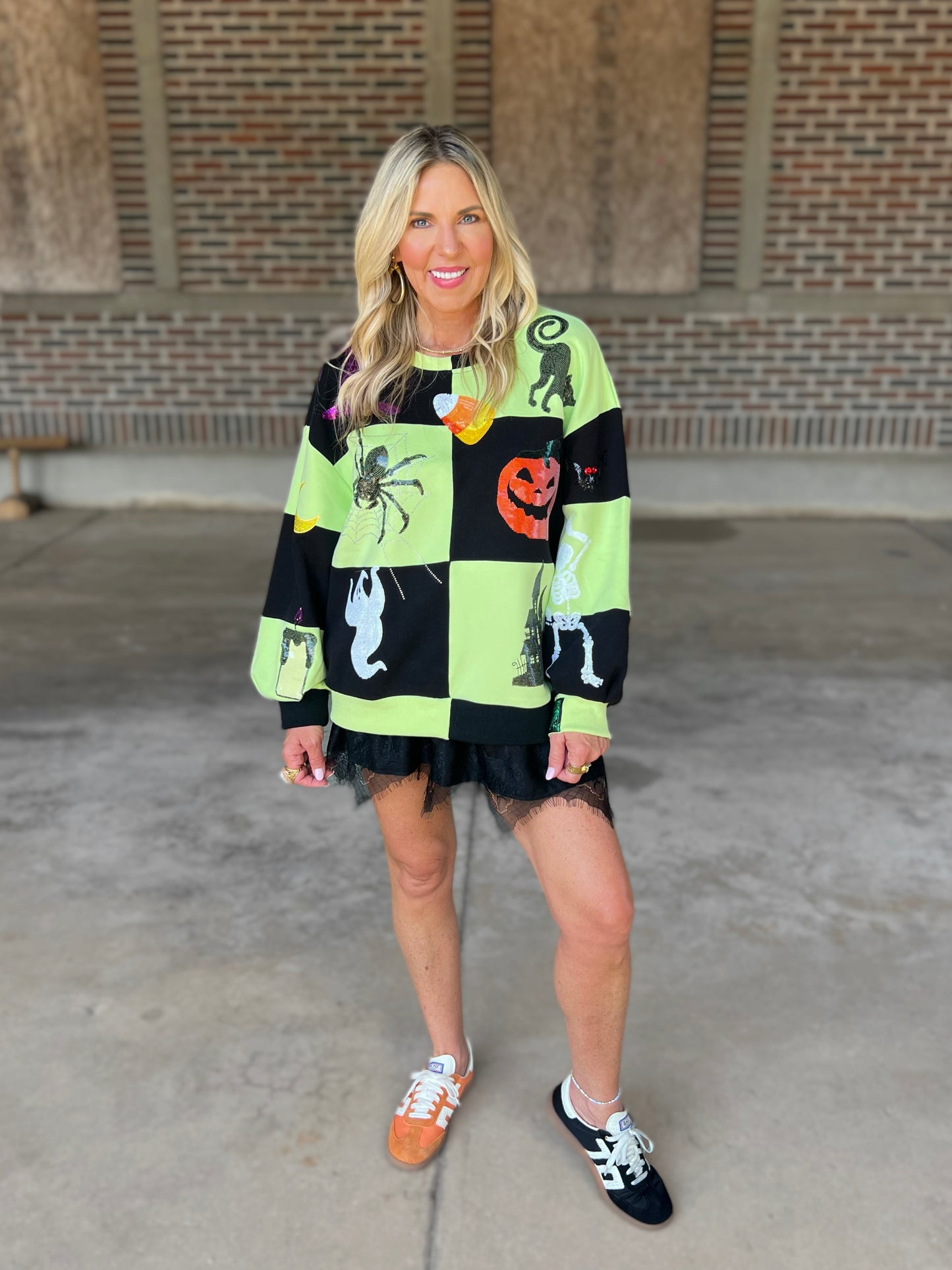 QOS Checkered Halloween Icon Sweatshirt