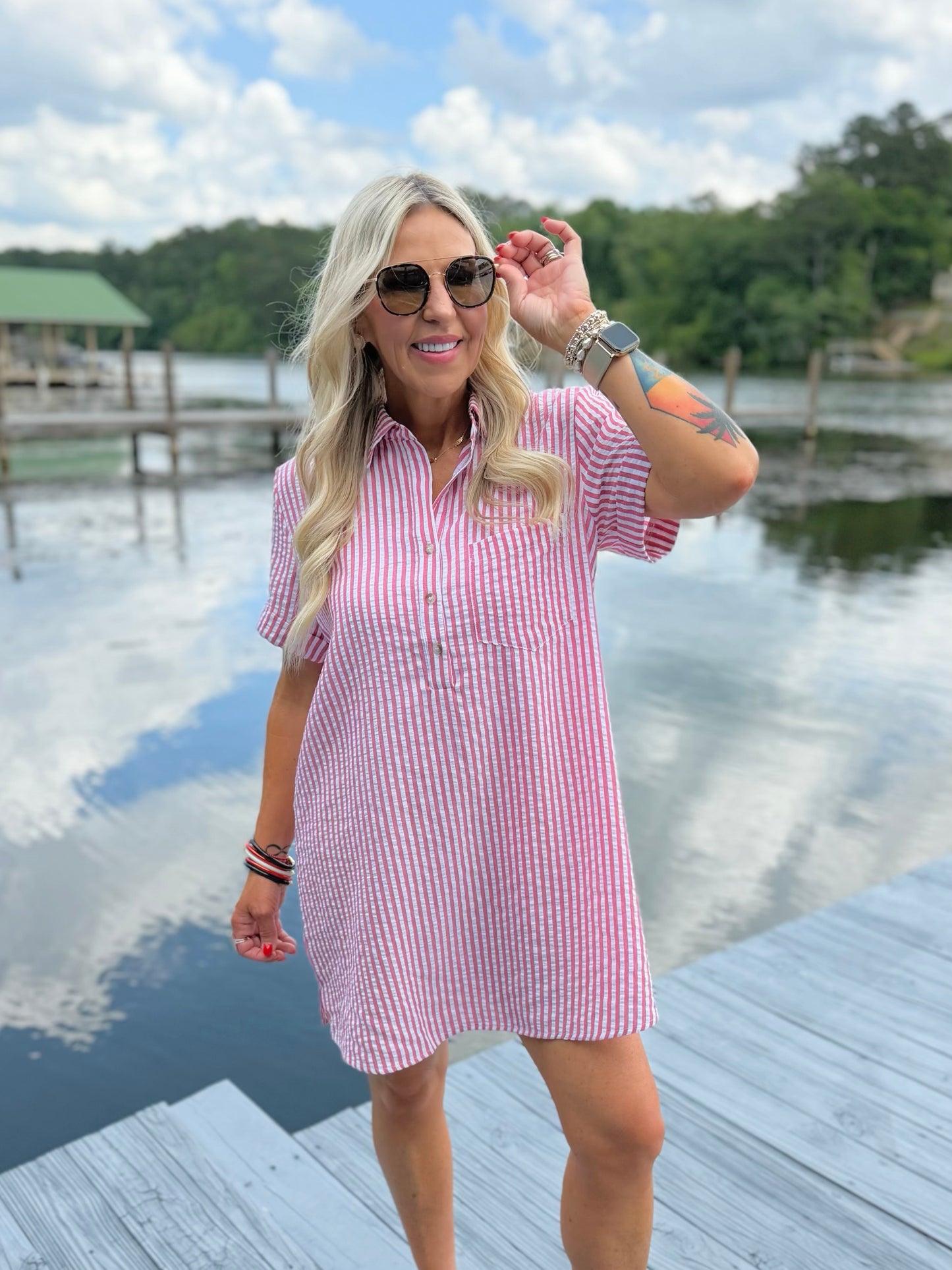 Striped Seersucker Dress