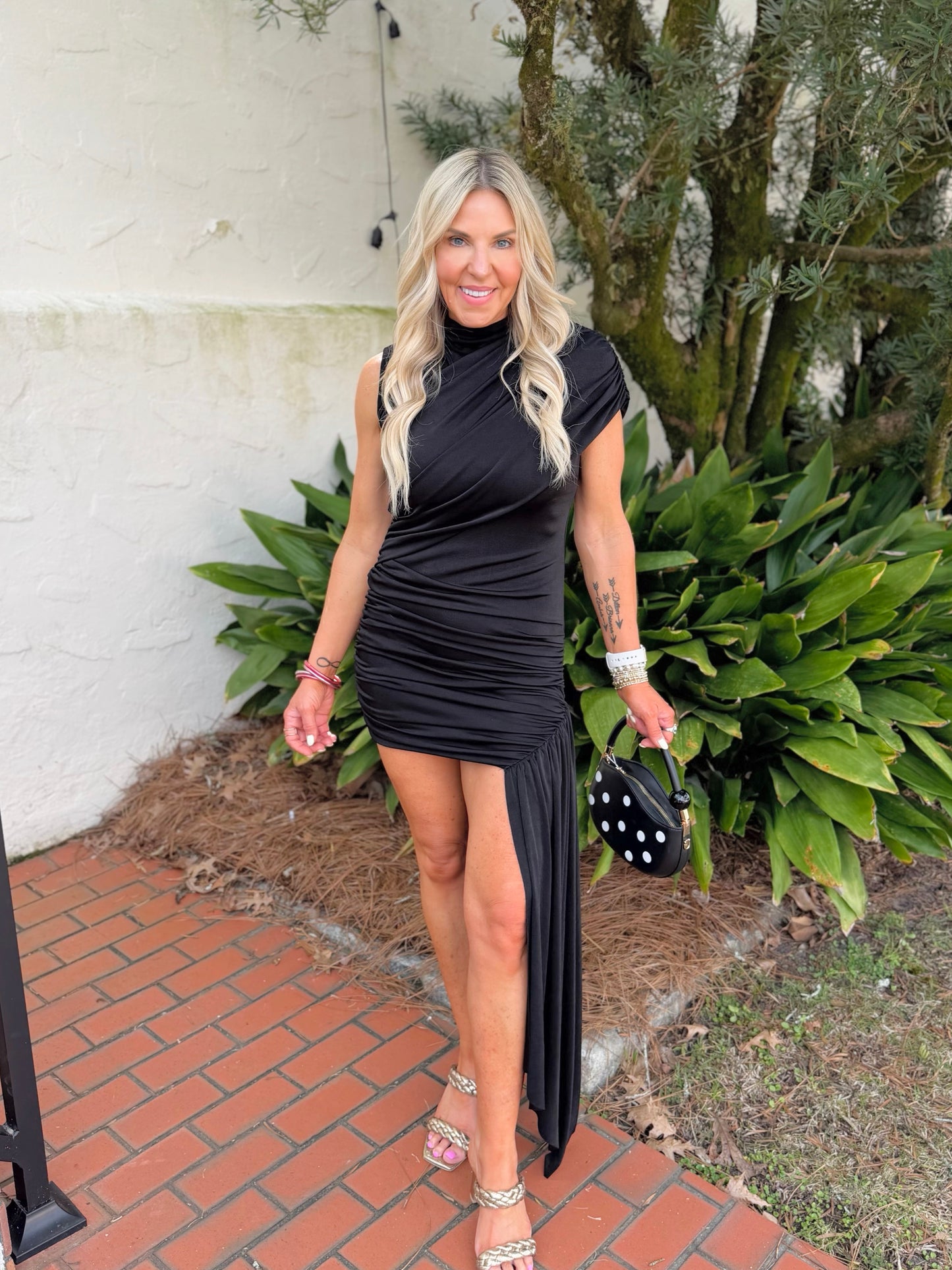 Draped Asymmetrical Mini Dress