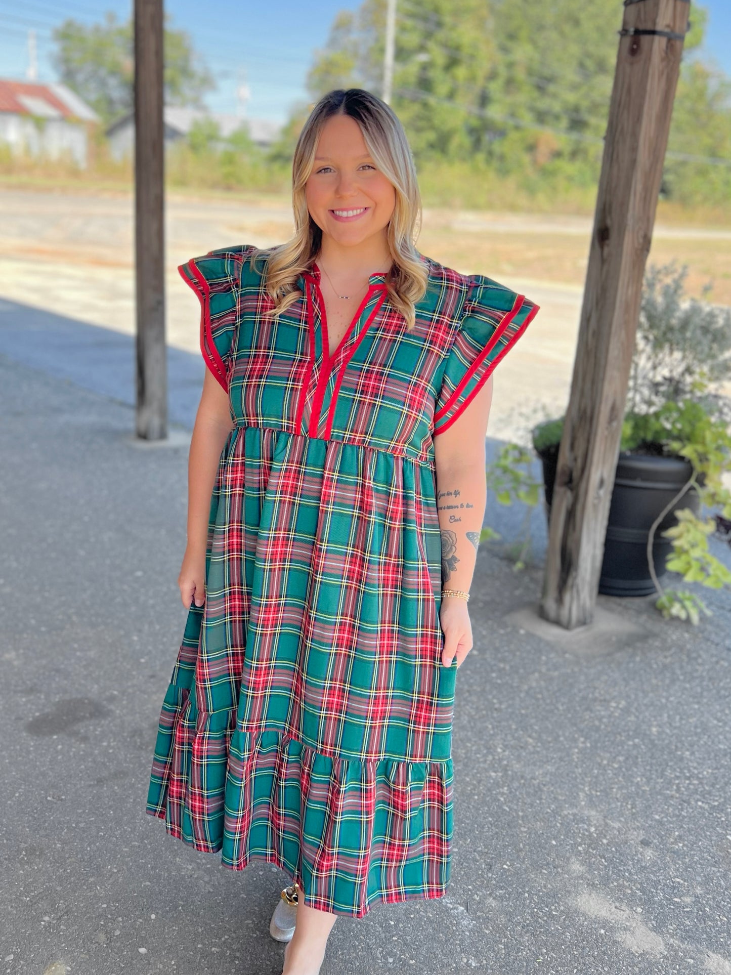 Plaid Midi Dress