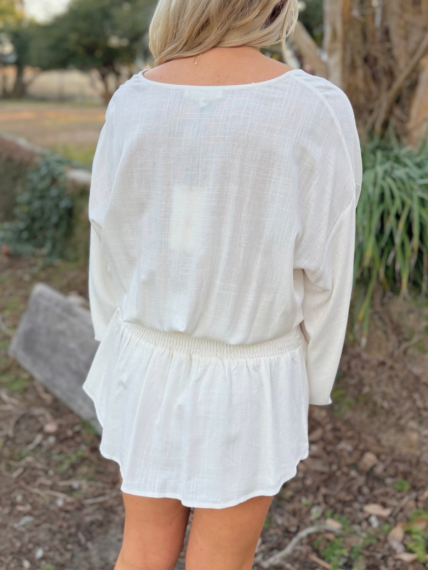 Linen Long Sleeve Romper