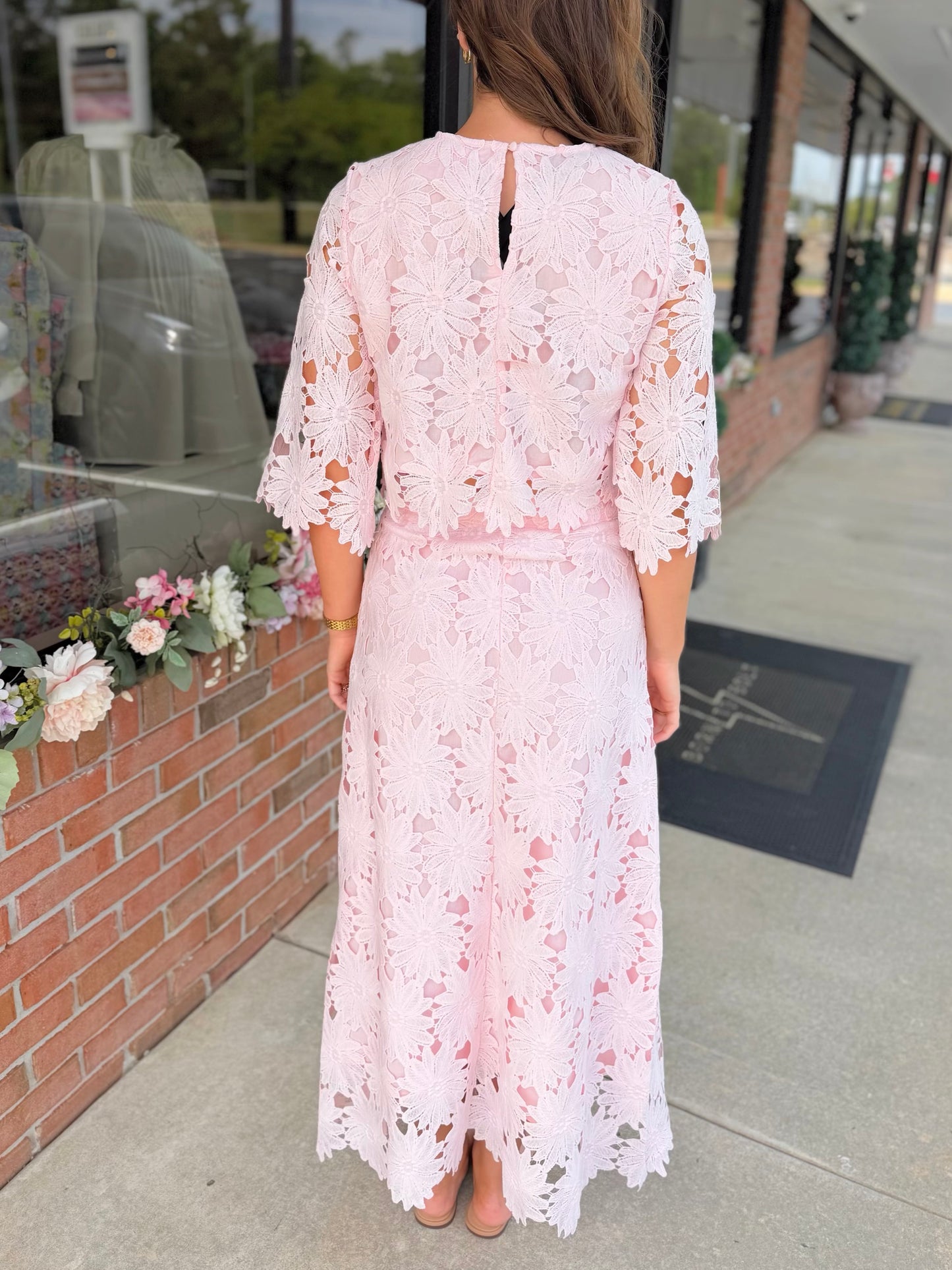 Floral Lace Midi Skirt Set