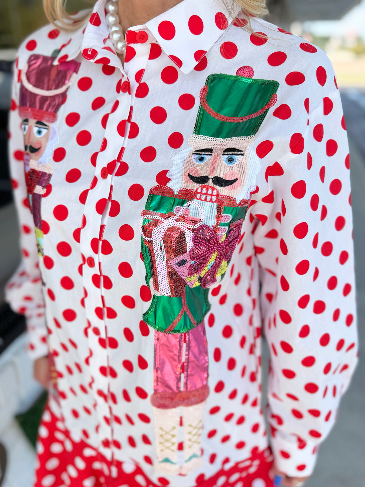 QOS Polka Dot Metallic Nutcracker Dress