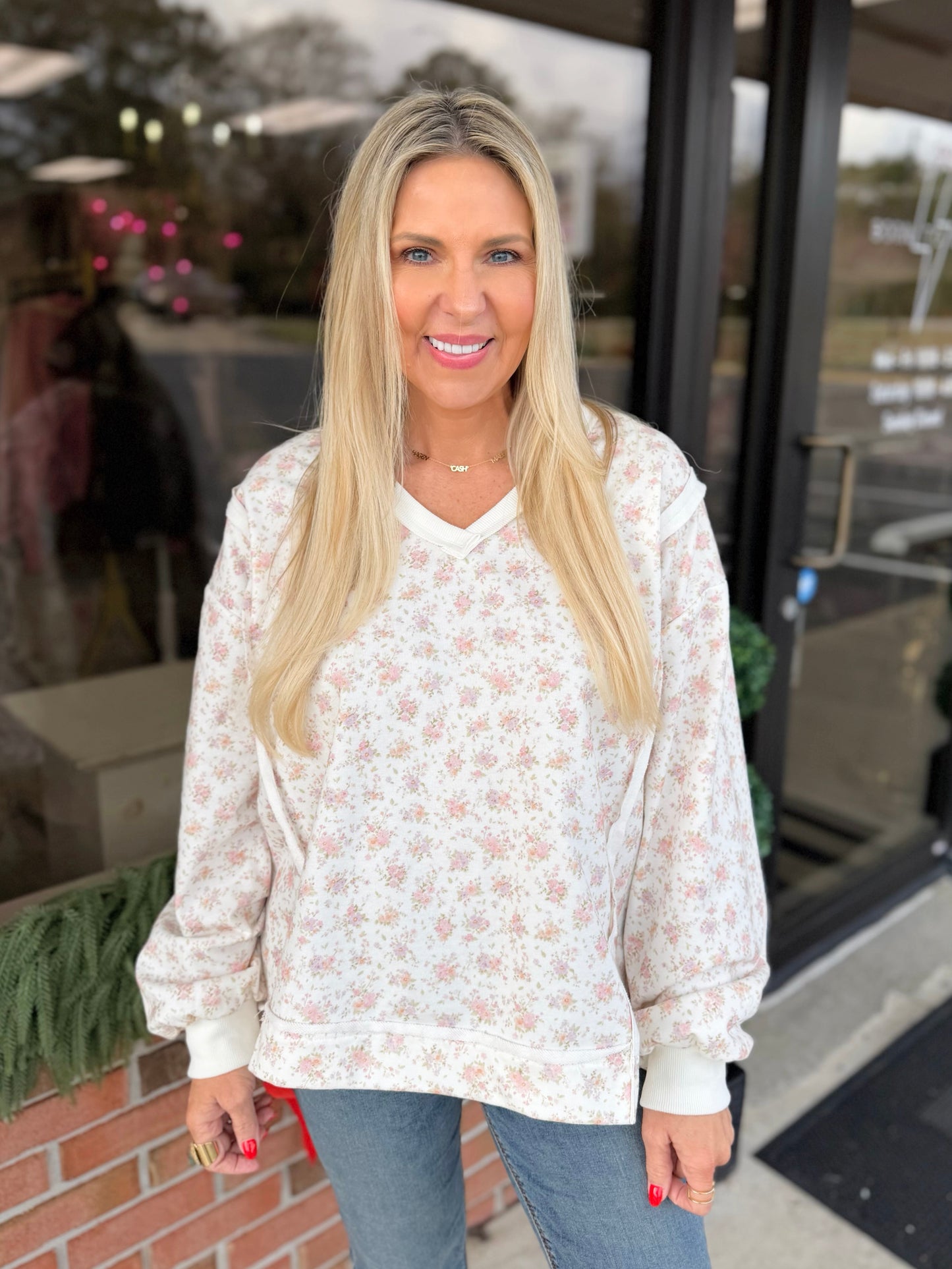 Oversized Floral Long Sleeve Top