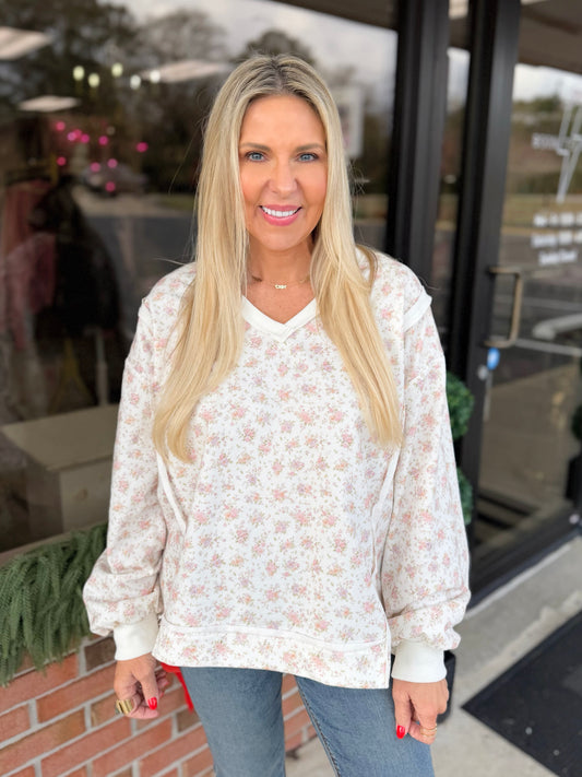 Oversized Floral Long Sleeve Top