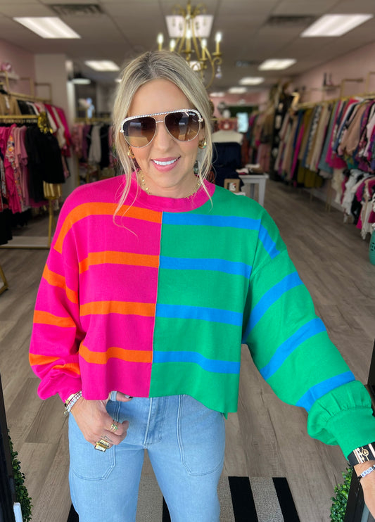 Color Block Striped Sweater