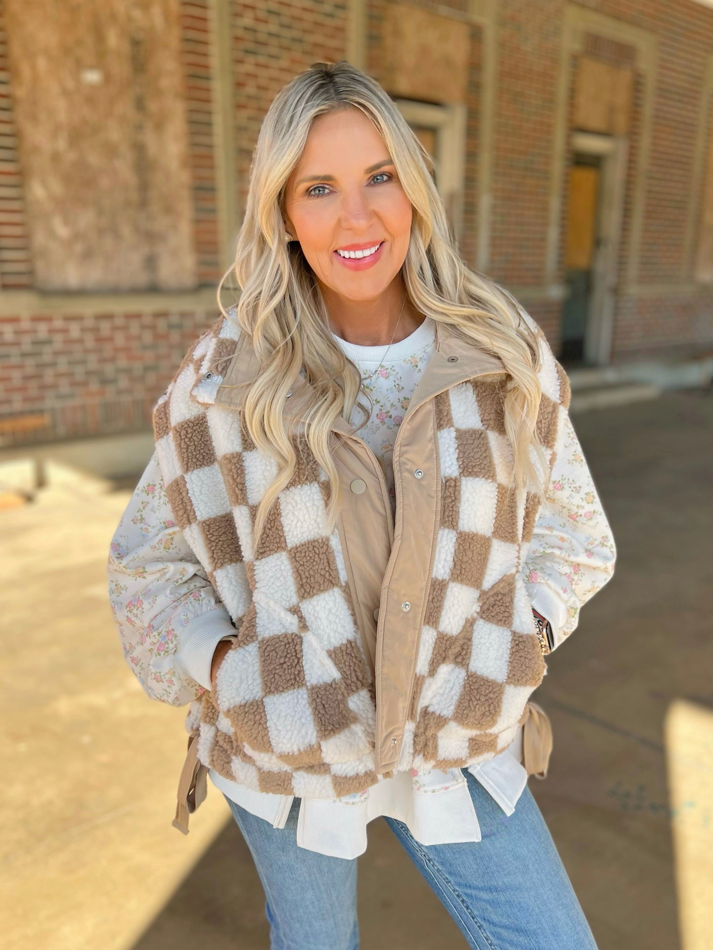 Checkered Fleece Vest