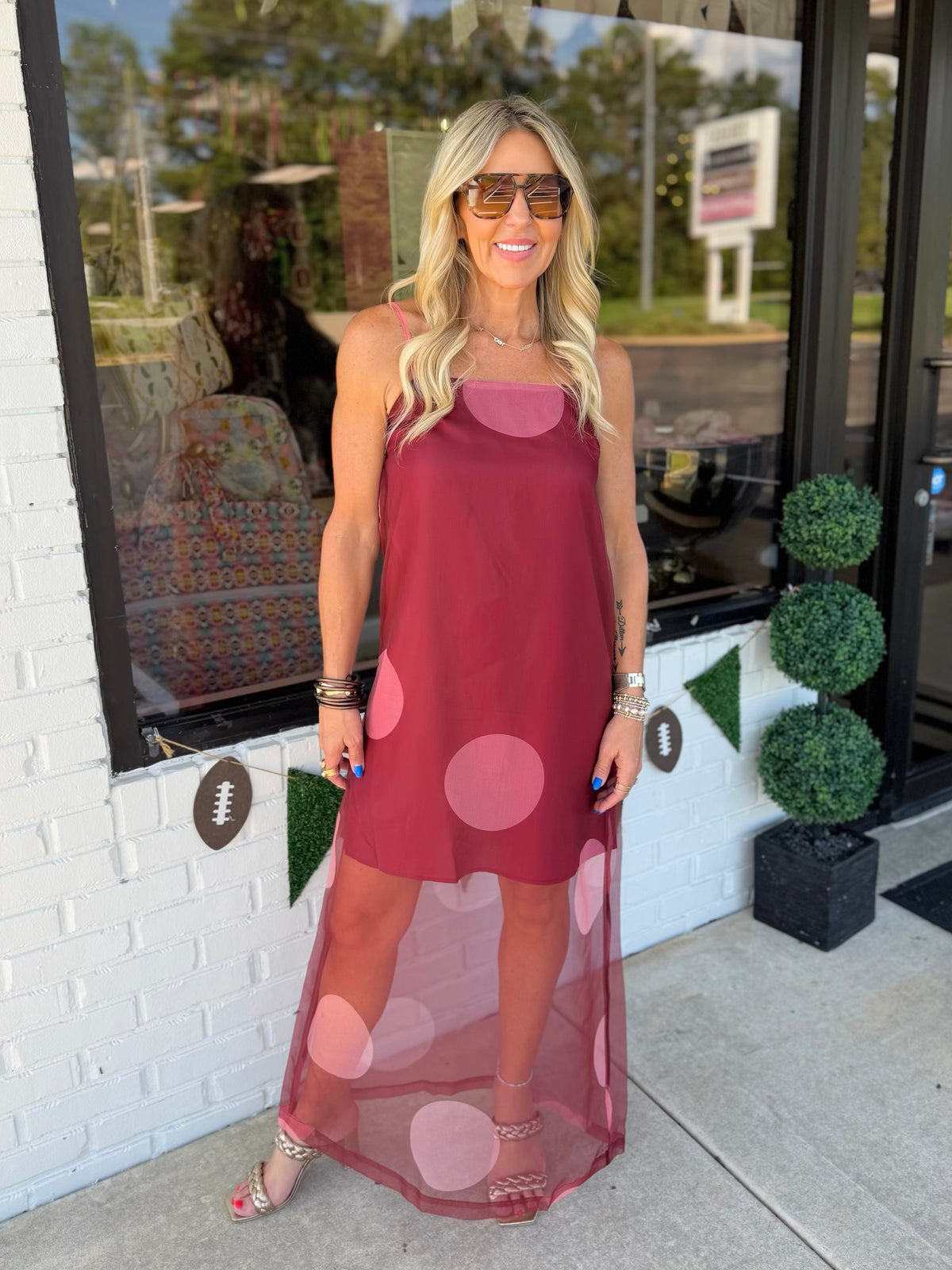 Polka Dot Sheer Maxi Dress