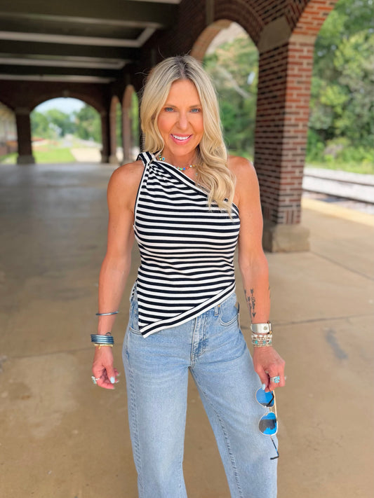 One Shoulder Stripe Top