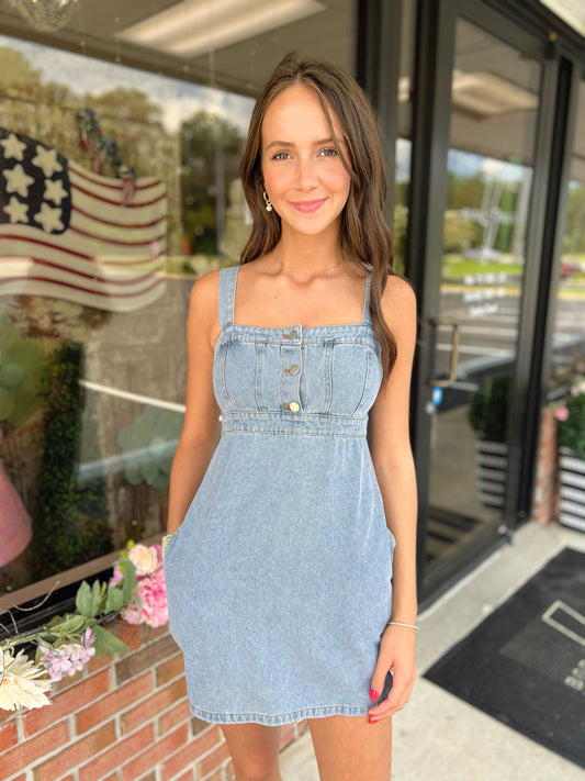 Empire Waist Denim Dress