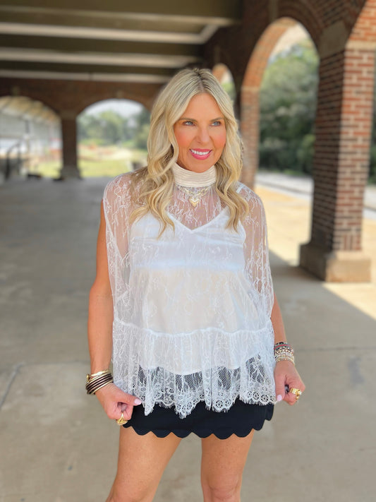 Lace Mock Neck Cami Top