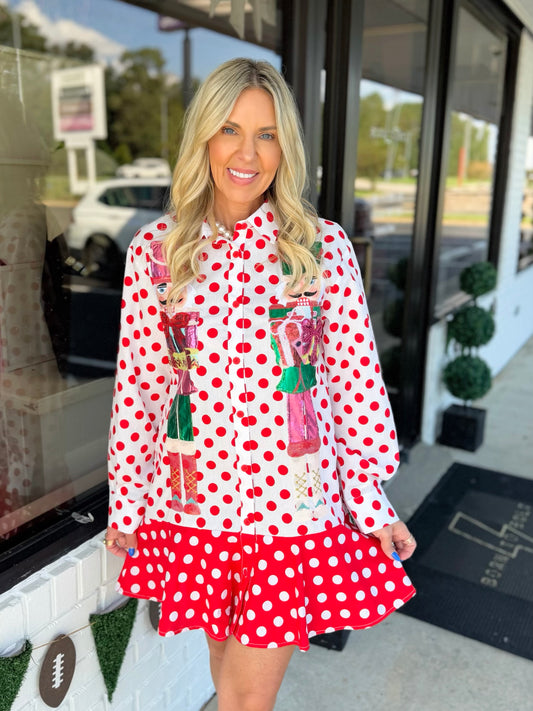 QOS Polka Dot Metallic Nutcracker Dress