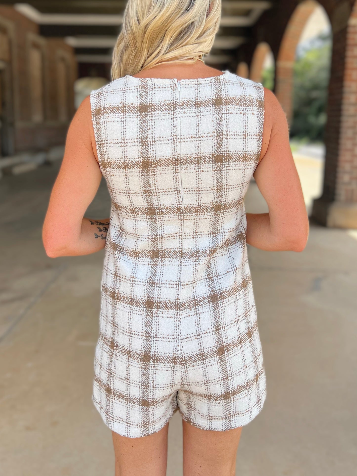 Plaid Tweed Romper