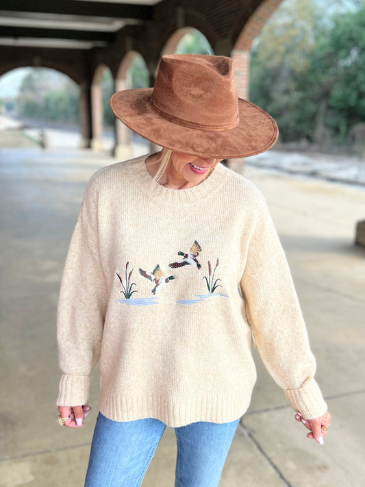 Embroidered Duck Sweater