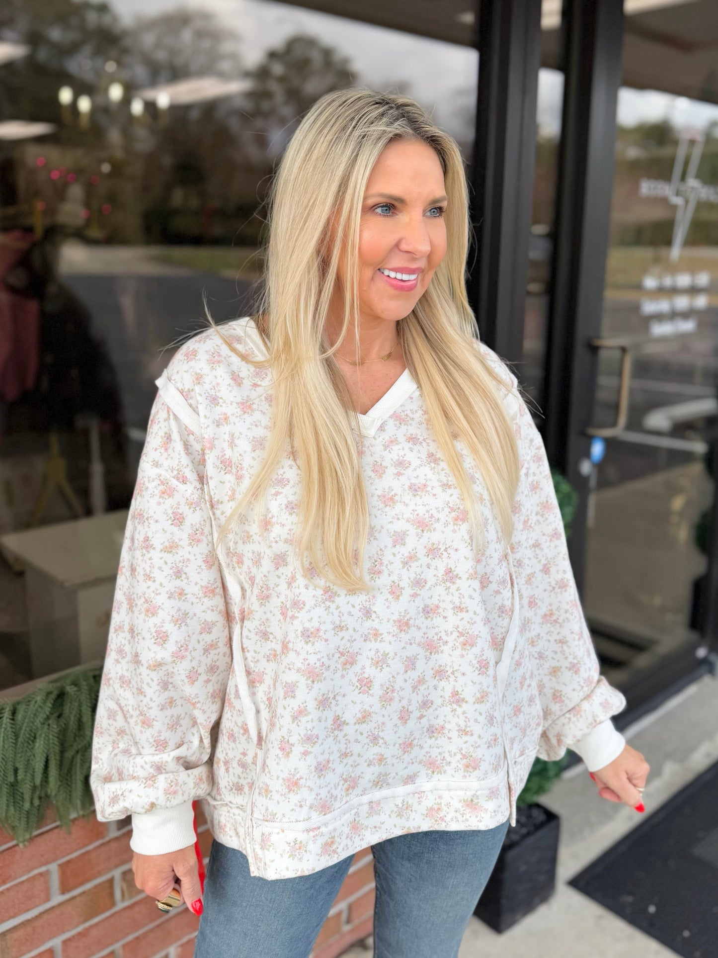 Oversized Floral Long Sleeve Top