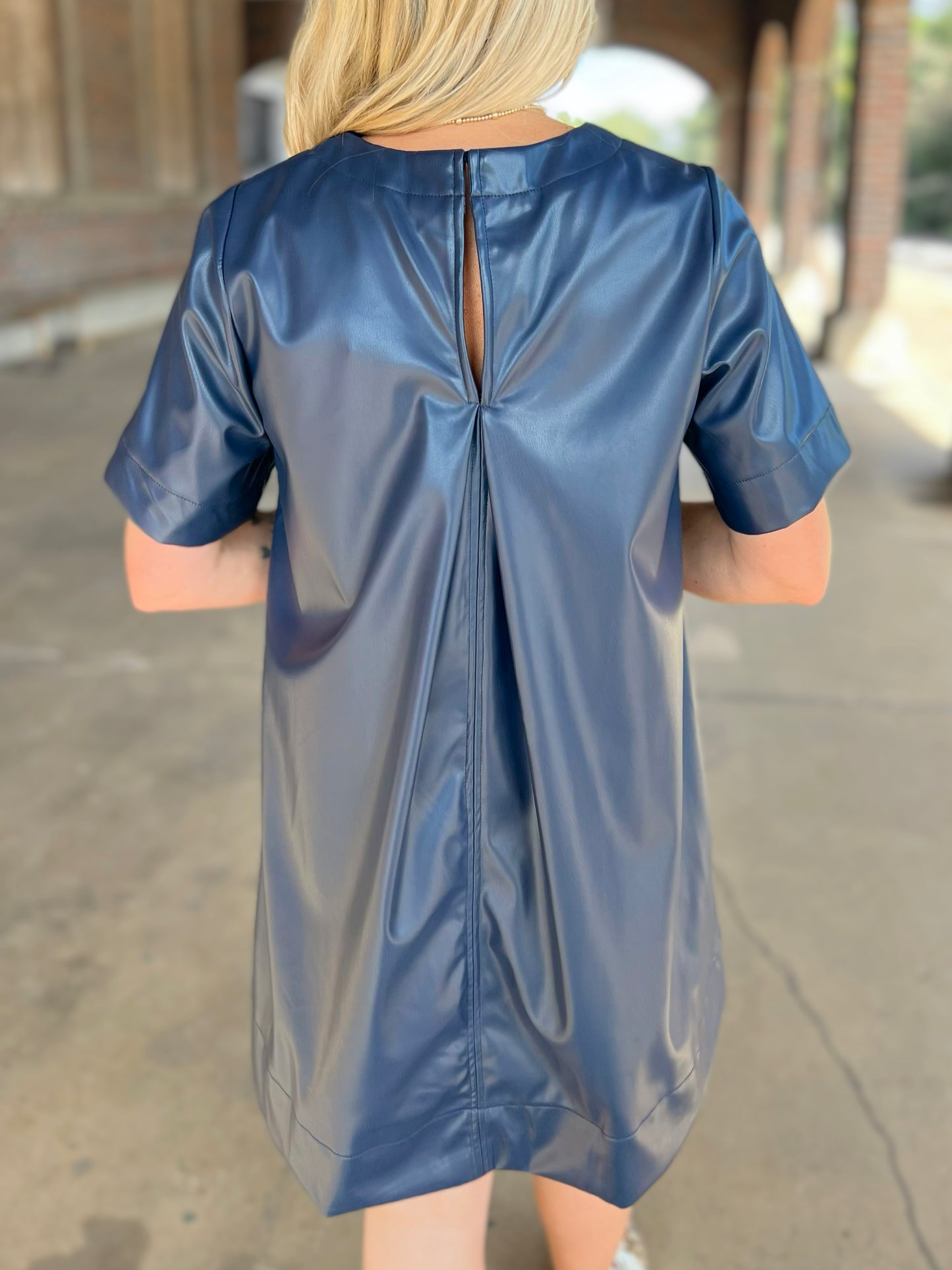 Faux Leather Swing Dress