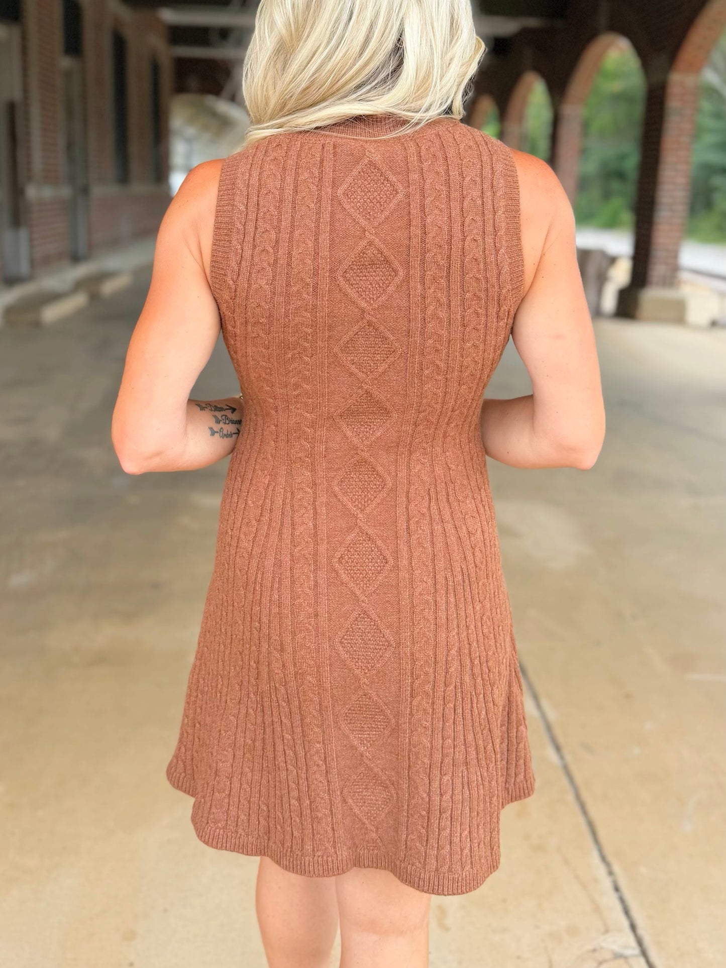 Sleeveless Cable Knit Sweater Dress